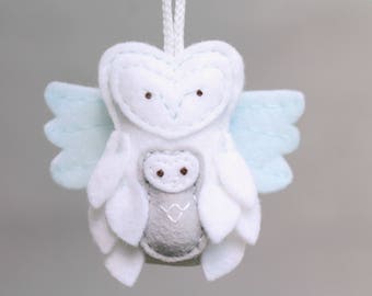 Miscarriage Remembrance Ornament. Owl Ornament with Baby. Angel Baby Ornament.