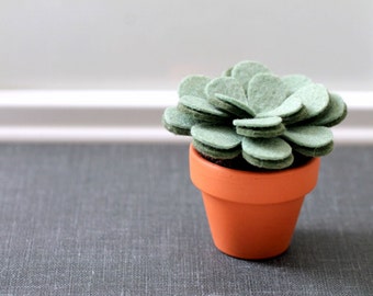 Small Potted Artificial Plant. Felt Plant Sculpture. Fake Plant Decor.