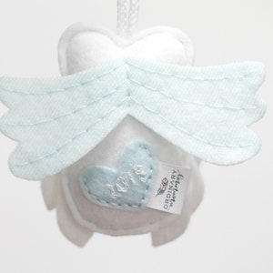 Angel Baby Ornament. Miscarriage Ornament. Loss Remembrance. Owl with Baby Keepsake. Felt Owl Christmas Ornament. image 5