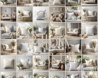 Maqueta de almohada de 36 pulgadas, maqueta de almohada blanca, maquetas modernas rústicas bohemias minimalistas, fotografía, JPG, descarga digital