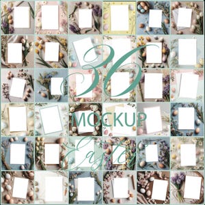 36 Mockup di inviti pasquali 5x7 Mockup di biglietti di auguri pasquali Inviti primaverili Saluti fissi Foto stock di nozze JPG Digitale
