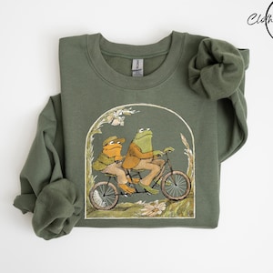 Sudadera con rana y sapo, camiseta clásica con cuello redondo y diseño de libros, camiseta con estética cottagecore, regalo para amantes de los libros, camiseta con el mensaje "Man I Love Frog", bonita camiseta gráfica
