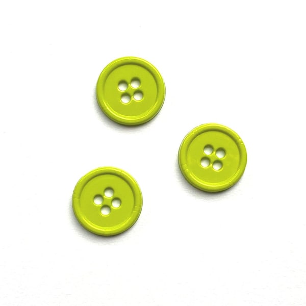 Set of 3 - Lime Green buttons with 4 holes