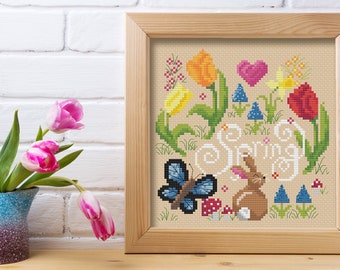 PDF -- Spring Bunny Cross Stitch Pattern PDF - Etsy