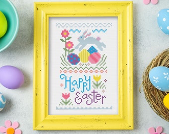 PDF -- Easter Bunny Easter Egg Cross Stitch Pattern Hop - Etsy
