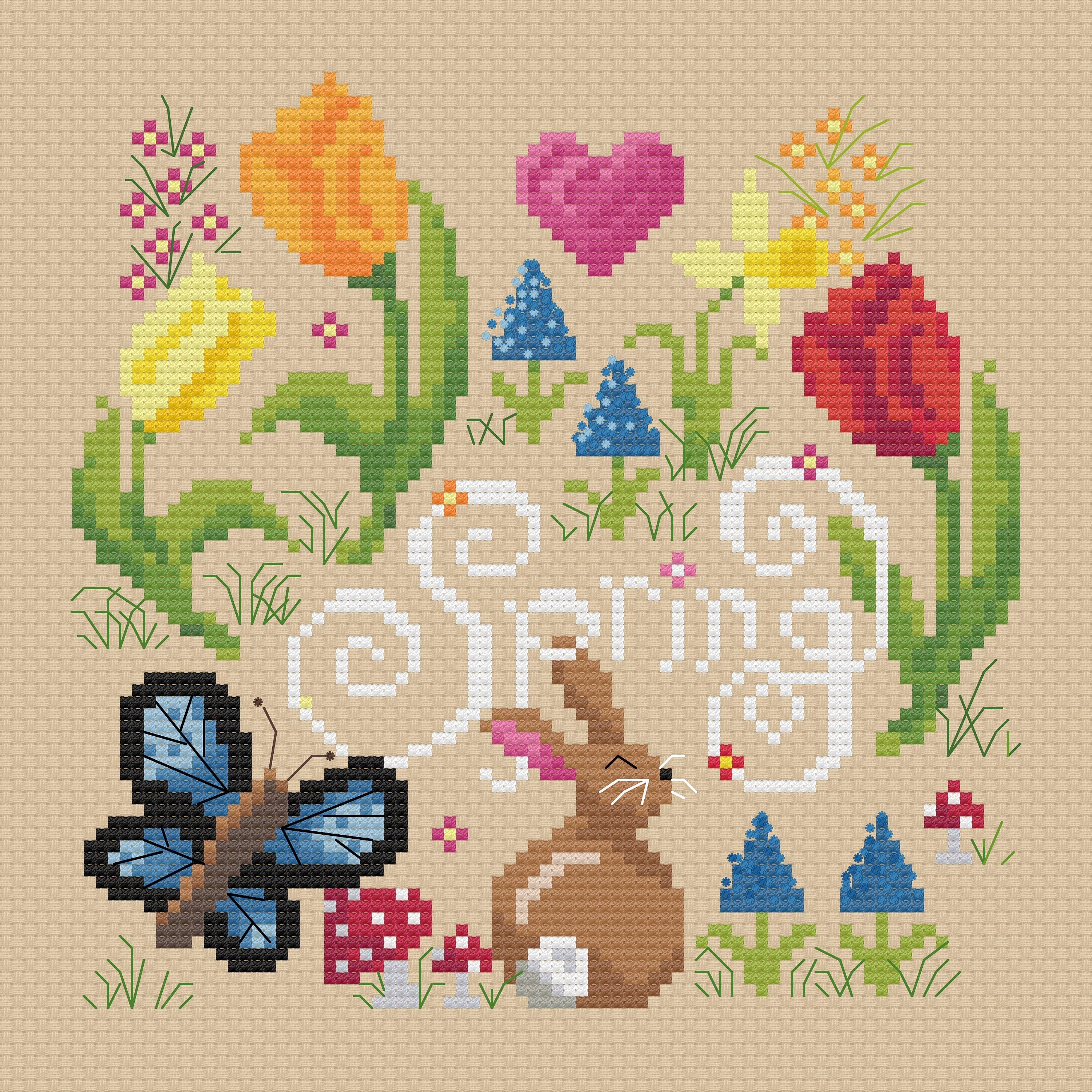 PDF -- Spring Bunny Cross Stitch Pattern PDF - Etsy