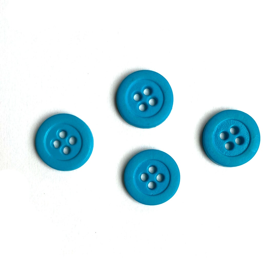 Set of 4 - Blue Buttons With 4 Holes - Etsy