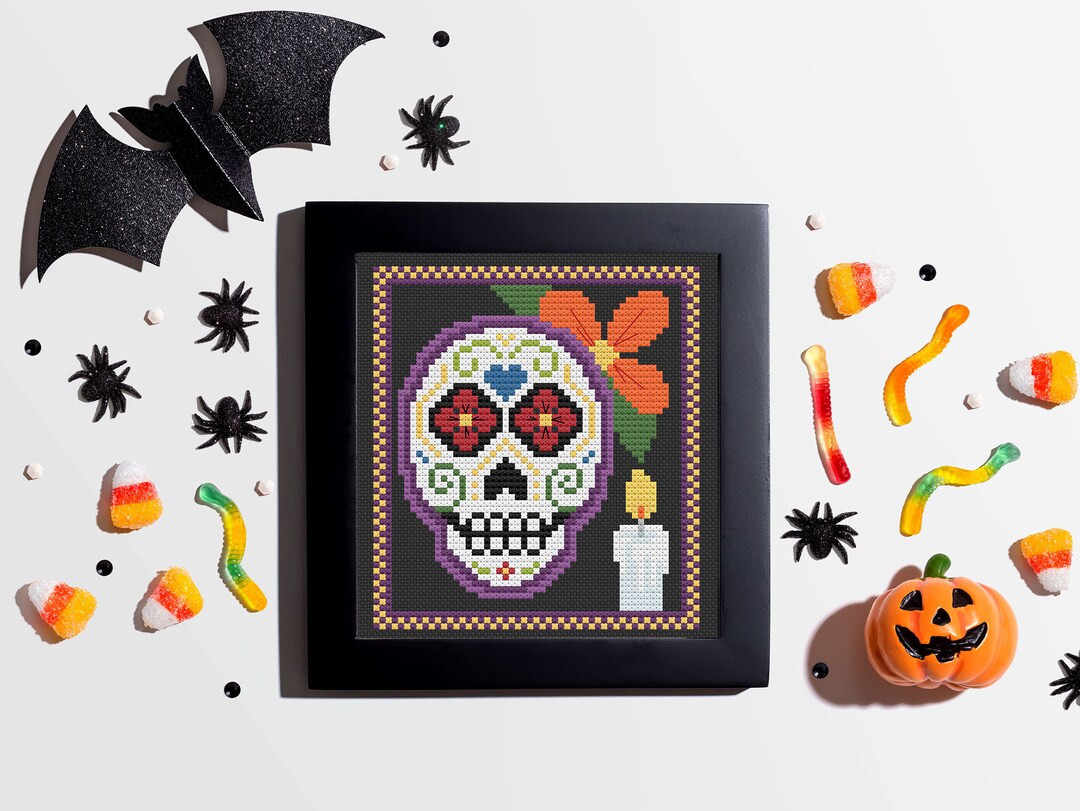 PDF -- Dia De Los Muertos, Day of the Dead, Sugar Skull Cross Stitch - Etsy