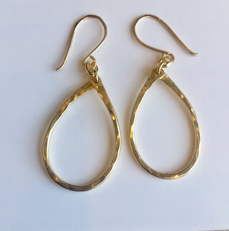 Teardrop hanging hoop earrings in gold filled image 4