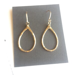 Teardrop hanging hoop earrings in gold filled image 5