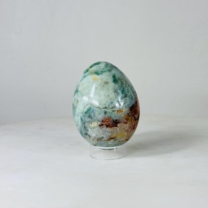 Polychrome Jasper Egg – Green with Pink Accents for Earthy Decor or Crystal Gifting | 0.7 lbs