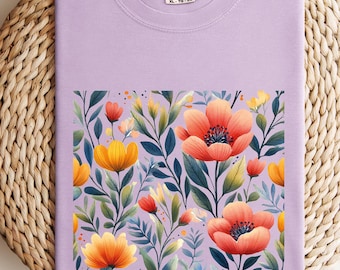 Comfort Colors Vintage Flowers Shirt, Boho Cottagecore Botanical Floral Shirt, Wildflowers Shirt Fairycore Gift Garden Lover Gifts for Women