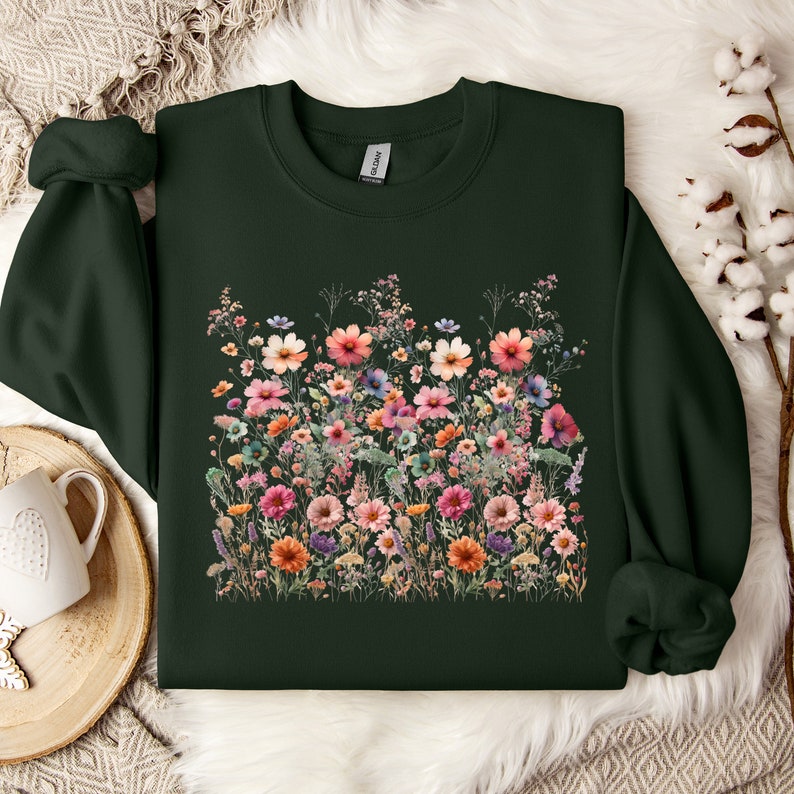 Vintage Floral Prints Casual Cotton Sweatshirt
