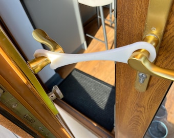 French Door Stay – Patio Door Hook for Ventilation – Non-Scratch Door Stopper Restrictor – Sliding Double Door Holder