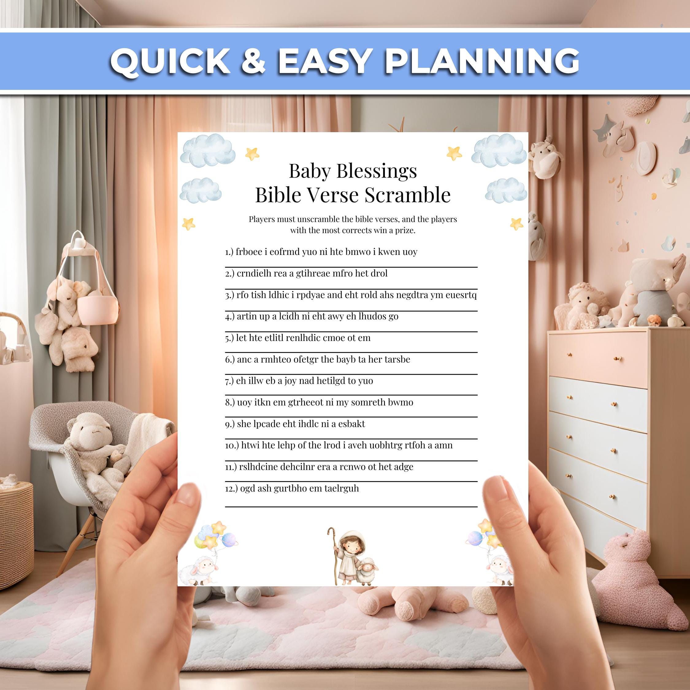 Bible Verse Scramble Baby Shower Game Christian Printable (PDF) Etsy