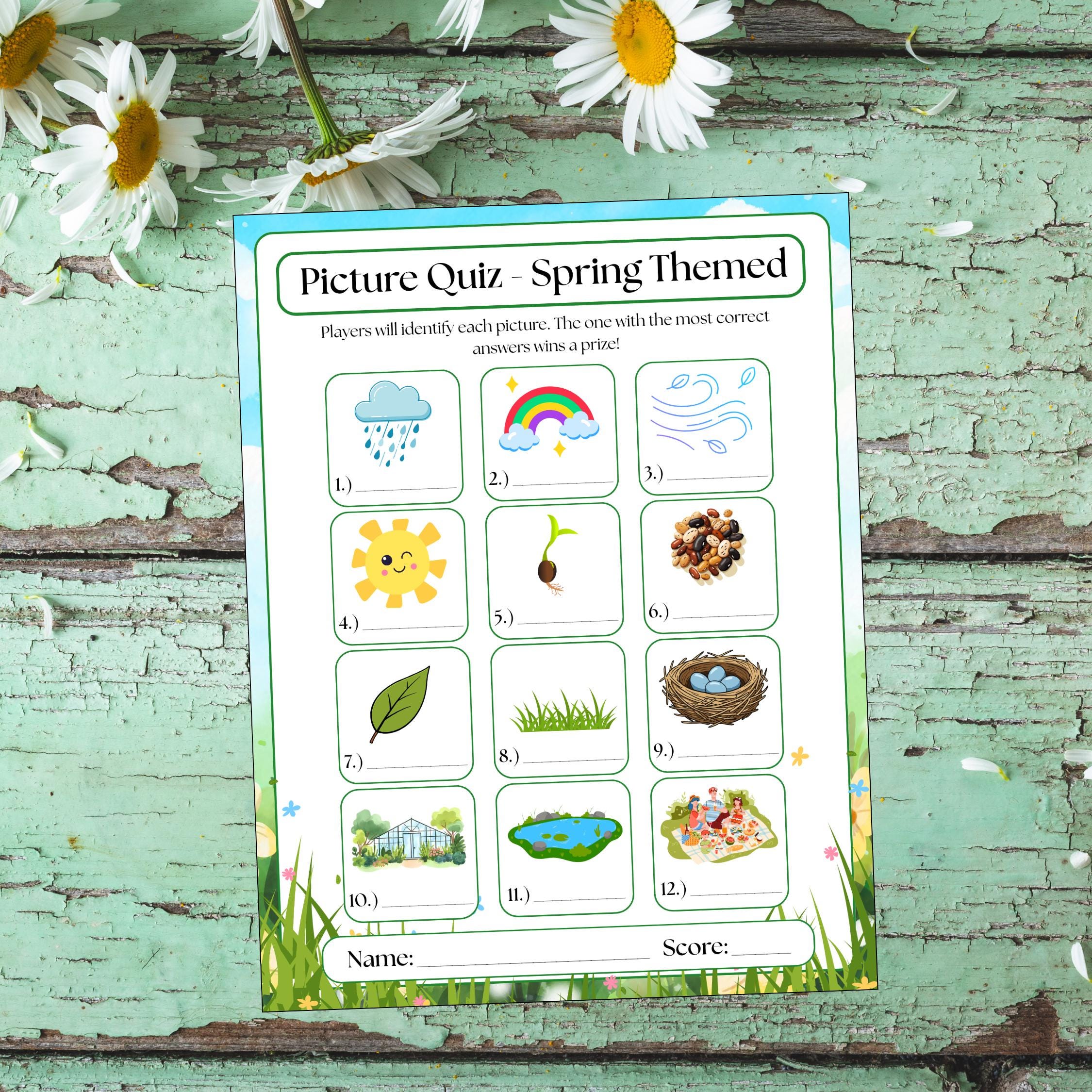 Fun Spring Quiz Spring Picture Quiz Game Printable, Spring Party Trivia Game for ...