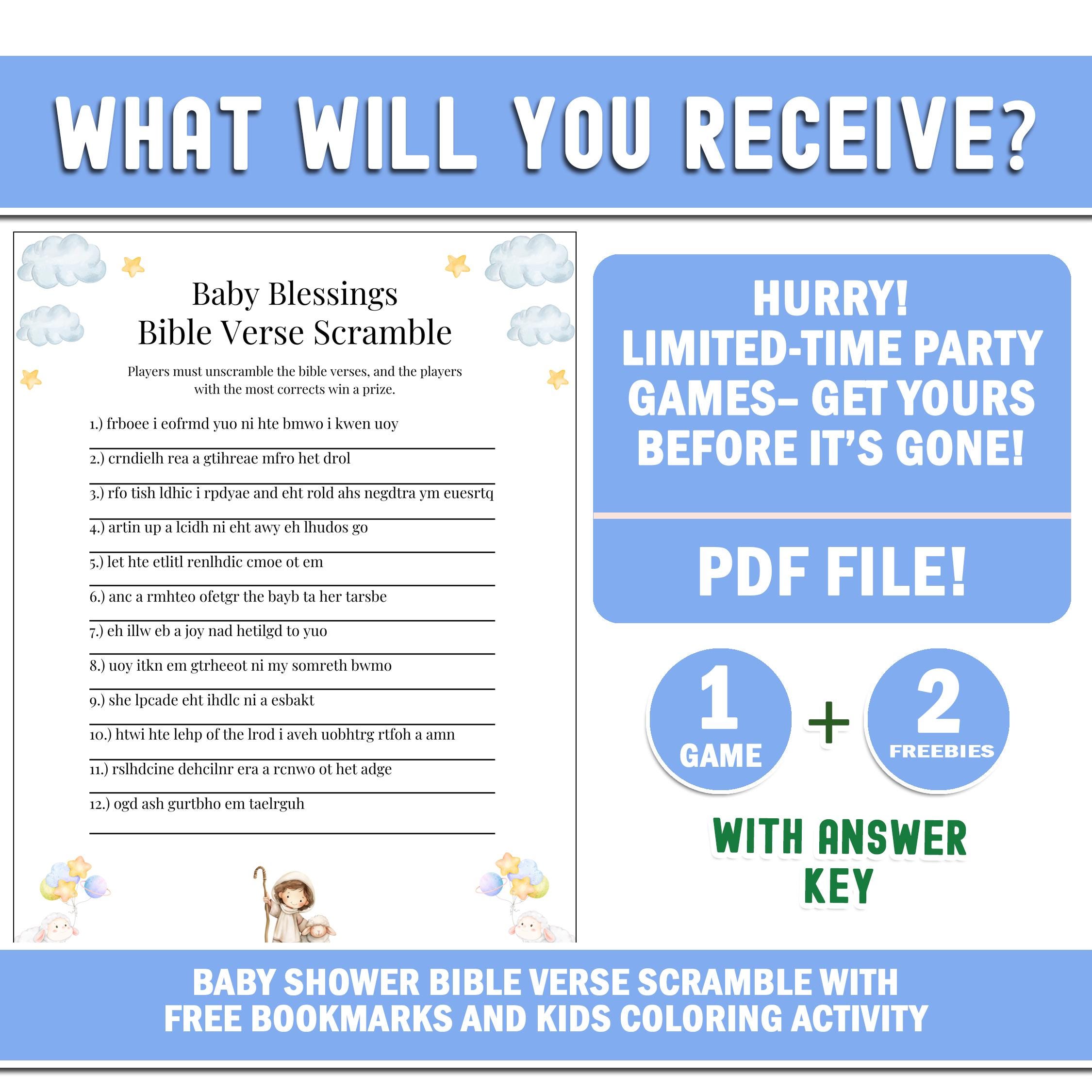 Bible Verse Scramble Baby Shower Game Christian Printable (PDF) Etsy