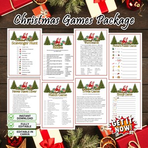 Printable Christmas Games Bundle: Xmas Trivia, Emoji Game (PDF, PNG, JPG)