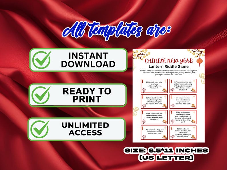 Chinese Lantern Riddle Game for Kids, Lunar New Year Fun Activities for ...