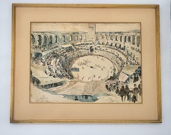Original Watercolor Painting by Joseph Pennell-“The Amphitheatre Arles.” 1883