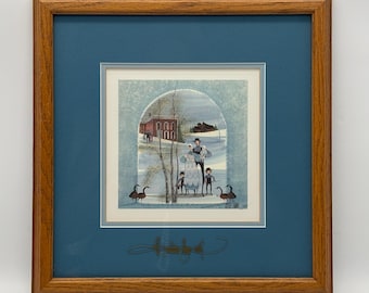 P. Buckley Moss Family Heritage Print, Signed Numbered Americana Art, Framed Folk Art Winter Scene
