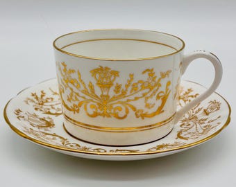 Vintage Coalport Allegro Bone China – Set of 4 Cups & Saucers – Gold Gilt – 1960s