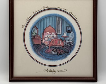 P. Buckley Moss 1985 Framed Print Signed Numbered “The Night Before Christmas"