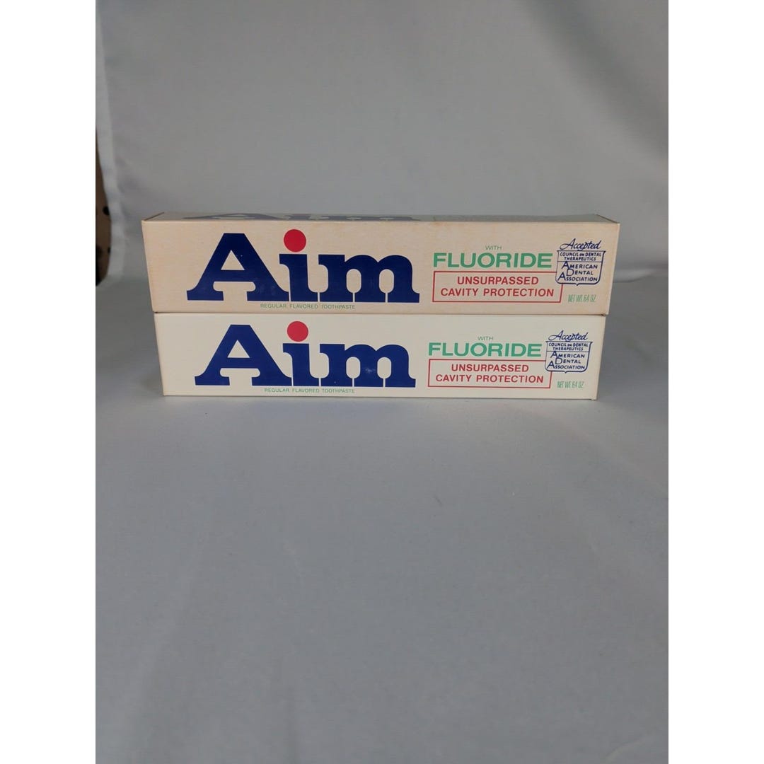 Lot of TWO Vintage Aim Toothpaste Full Size 6.4 Oz Unopened Fluoride ...