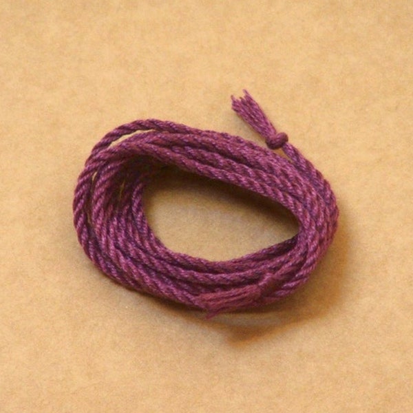 Grape Purple handmade pure silk cord (1mm) – pack of two 1 yard/1 metre lengths for jewellery making, garment lacing & bag/purse drawstrings