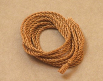 Pure silk cord (1mm) Caramel Brown - handmade twisted twine, pack of two 1 yard/1 metre lengths for drawstrings, lanyards & lacing