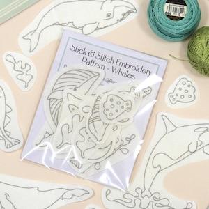 Whale Stick & Stitch patterns for free motion embroidery or raw edge applique