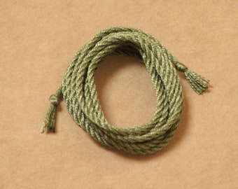 Sage Green pure silk cord - a pack of 2, totally handmade, 1mm wide cords in 1 yard/1 metre lengths. Great for necklaces and bracelet making