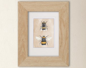 Bumble Bee Decor - Small Wall Art - Wildlife Print from Original Illustrations. Ideal Gift for Outdoor Lovers. A6 size (10.5 x 14.8cm)