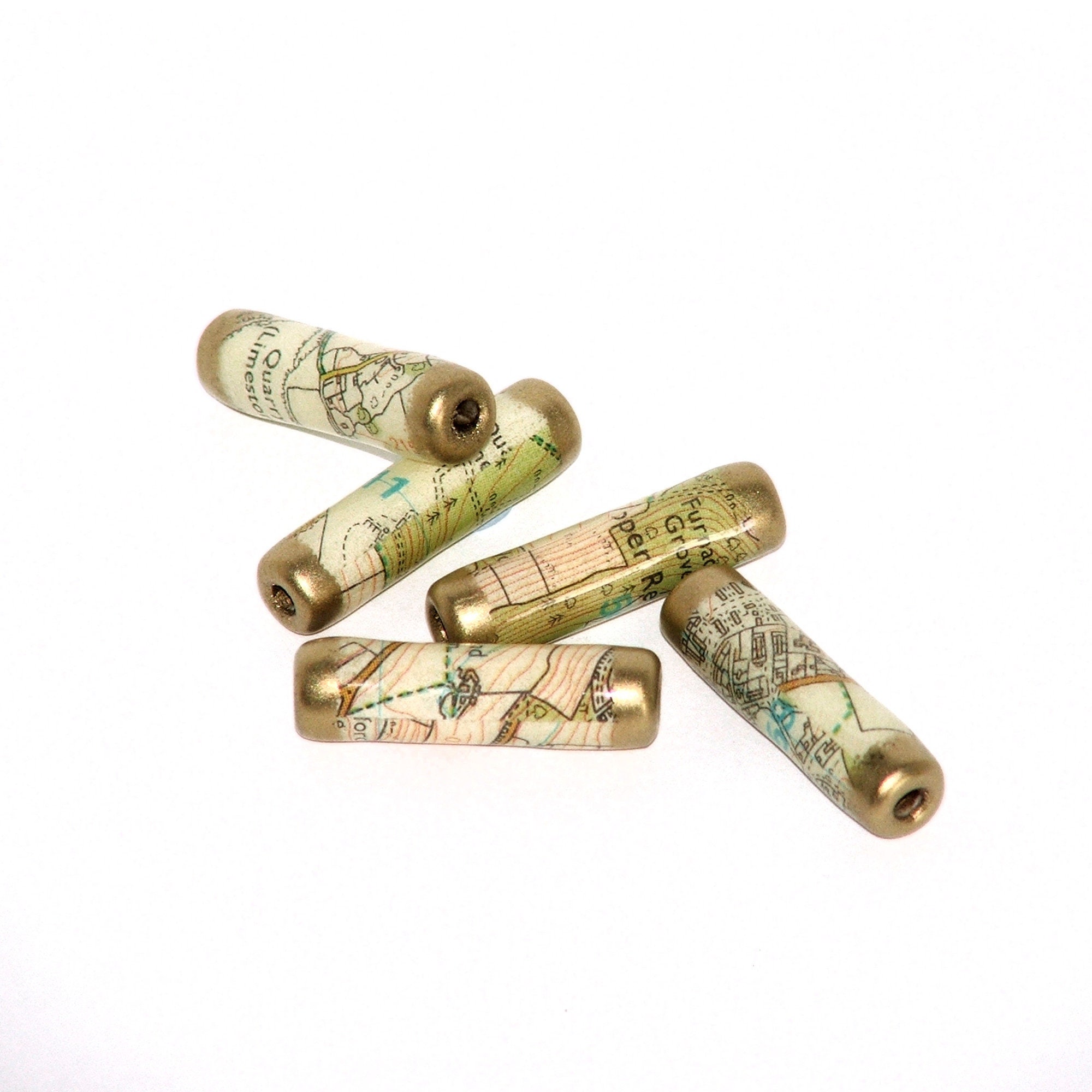 Recycled Road Map paper beads