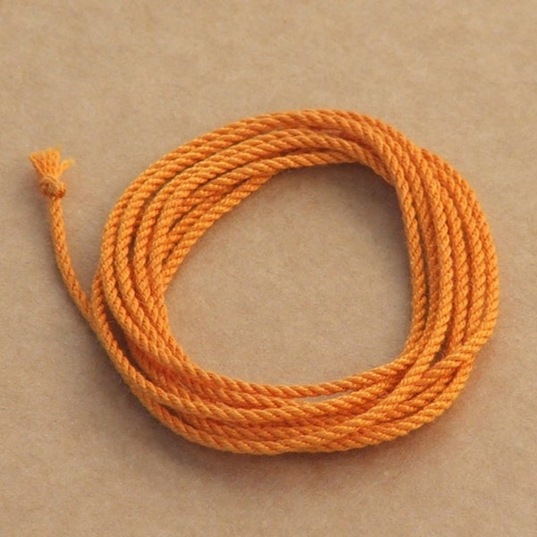 Orange handmade pure silk cord (1mm) – pack of two 1 yard/1 metre lengths for jewellery making, beading, drawstrings and garments