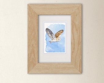 Small Art Print - Barn Owl - A6 size 4 x 5.75" (10.5 x 14.8cm) original Scottish wildlife illustration. Ideal gift for bird lovers