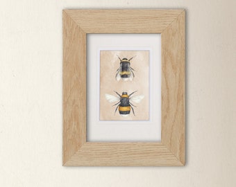 Bumble Bee Decor - Small Wall Art - Wildlife Print from Original Illustrations. Ideal Gift for Outdoor Lovers. A6 size (10.5 x 14.8cm)