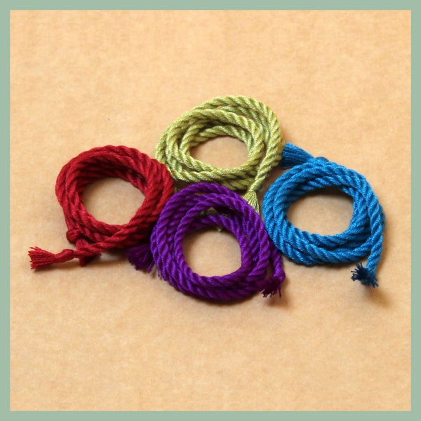 Handmade pure silk cord (3mm wide) – short length 18 inches/46cm in Black, Cream, Wine, Teal, greens, blues, pinks & more