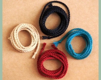 Pack of 2 handmade pure silk cords (2mm wide) – 1 yard/1 metre in Black, Cream, Wine, Teal & more