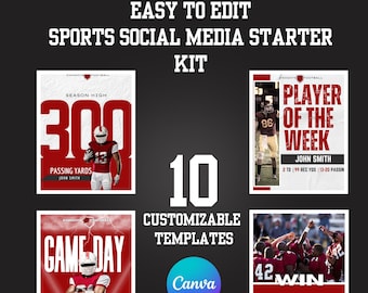 sports team, social media template, football, basketball, little league, flag football, Customizable Football Team Instagram Post, bundle