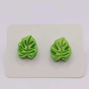 Forrest-Handmade Polymer Clay Leaf Stud Earrings, Clay Earrings, Statement Earrings, Earrings, Vacation Earrings