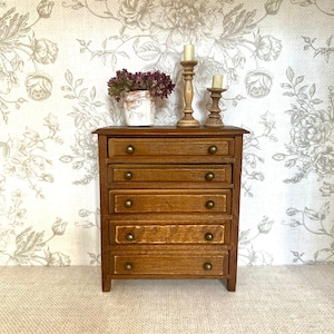 Commode/tiroir miniature en bois pour maison de poupée 1:12 vintage