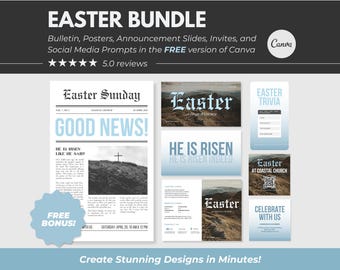 Church Easter Graphics Templates, Easter Bundle for Churches, Church Instagram Templates, Easter Invite, Easter Canva, Easter Bundle 2025