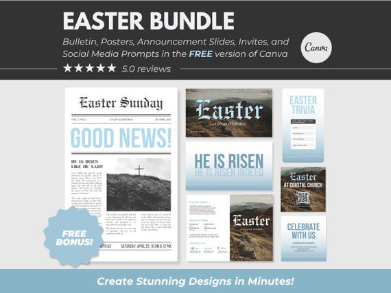 Church Easter Graphics Templates, Easter Bundle for Churches, Church Instagram Templates, Easter Invite, Easter Canva, Easter Bundle 2025