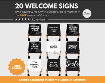 Handheld Church Welcome Signs Templates Church Templates Church Welcome Sign Canva Template Church Program Hand held Church Greeter Signs