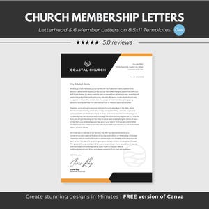 Modello di carta intestata per chiesa Lettera di adesione alla chiesa Lettera di benvenuto per i membri Lettera di accettazione della chiesa Pacchetto di moduli per la chiesa Lettere per i nuovi membri