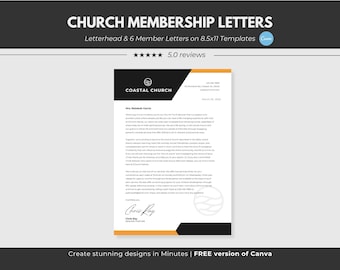 Church Letter Head Template Church Membership Letter Welcome Member Letter Church Acceptance Letter Church Forms Bundle New Member Letters