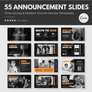Church Announcements Slides Church Pre-Service Slides Bundle Church Livestream Church Slides Church PowerPoint Church Presentation in Canva
