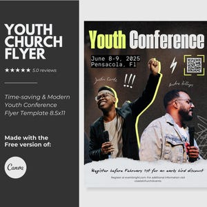 Youth Church Conference Flyer Church Event Flyer Church Flyer Template Canva Church Template Editable Church Revival Flyer Outreach Flyer