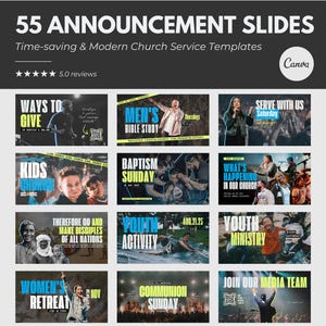 Church Announcements Slides Church Pre-Service Slides Bundle Church Livestream Church Slides Church PowerPoint Church Presentation in Canva